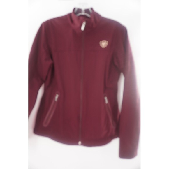 ARIAT Tek Softshell Fleece Lined Jacket Full Zip Wind Water Resistant Burgundy M - Picture 11 of 14